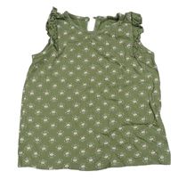 Khaki top s kytičkami a volánky s madeirou C&A
