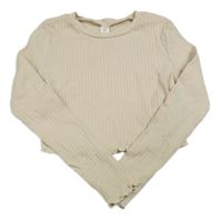 Béžové žebrované crop triko SHEIN