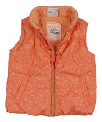 Lososová prošívaná šusťáková zateplená vesta se srdíčky a volánky Topomini