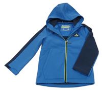 Modro-tmavomodrá softshellová bunda s nášivkou a kapucí C&A