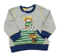 Šedo-tmavomodrá melírovaná mikina s medvídkem a pejskem a kapsou Liegelind