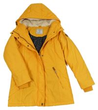 Pomerančový šusťákový zimní kabát s nášivkou a kapucí YIGGA