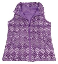 Fialová prošívaná šusťáková zateplená vesta se srdíčky LANDS'END