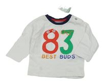 Nové - bílo-tmavomodré triko s číslem a nápisem PRIMARK