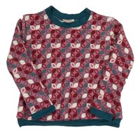 Starorůžovo-smaragdová vzorovaná teplá mikina 