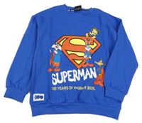 Safírová oversize mikina s LOONEY TUNES a znakem - Superman