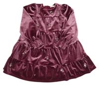 Vínové sametové šaty s kytičkami s flitry M&S