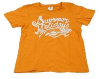 Oranžové tričko s nápisy a palmami C&A