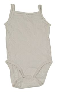 Bílé žebrované perforované košilkové body s mašličkou H&M