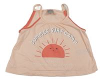 Světlebroskvový top se sluníčkem a nápisem little kids