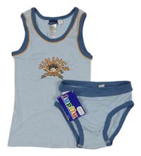 Nové - 2Set - Světlemodro-modrý nátělník s Vikingem + slipy lupilu