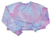 Modro-růžové batikované crop triko Shein 