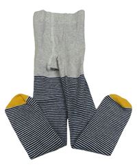 Šedo-tmavomodré pruhované punčocháče Mothercare
