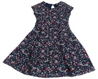 Tmavomodré květované krajkové šaty Primark