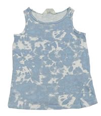 Světlemodro-bílý batikovaný žebrovaný top H&M
