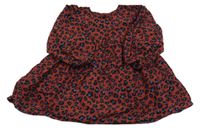 Vínové manšestrové šaty s leopardím vzorem Next