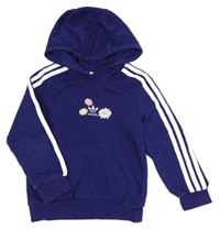 Modrá mikina s květy a kapucí Adidas