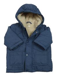 Tmavomodrá melírovaná šusťáková zateplená bunda s kapucí Benetton