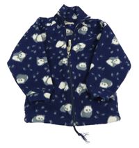 Tmavomodrá fleecová propínací mikina s pandami