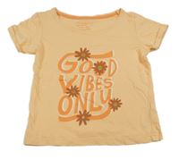 Oranžové tričko s nápisem s květy Primark