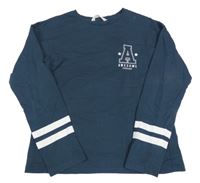 Tmavomodré triko s písmenem Mango