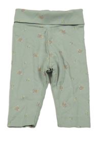 Zelenošedé květované lehké tepláky H&M