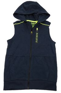Tmavomodrá tepláková propínací vesta s nápisem a kapucí F&F