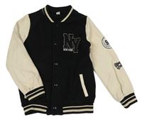 Černo-béžová baseballová mikina s písmeny Tu