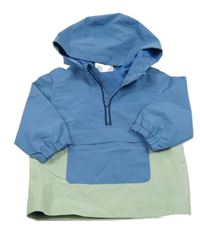 Modro-zelená šusťáková jarní bunda s kapucí Ergee