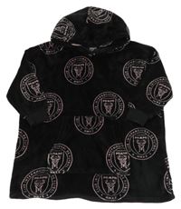 Černá chlupatá fotbalová oversize mikina s kapucí - Miami FC M&S