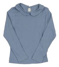 Modré žebrované triko s límečkem George