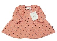 Nové - Růžové puntíkaté šaty se srdíčky a volánky Feetje