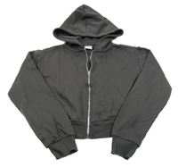 Antracitová propínací crop mikina s kapucí Page One Young