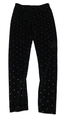 Černé puntíkaté sametové legíny Nutmeg