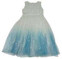 Bílo-modré krajkovo/tylové šaty s hvězdami