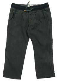 Tmavozelené kostkované plátěné chino kalhoty Zara