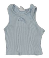 Světlemodrý žebrovaný crop top s perforovaným delfínem Zara