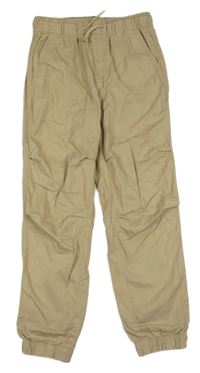 Pískové plátěné cuff kalhoty H&M