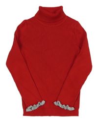 Červený žebrovaný svetrový rolák Primark