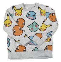Šedá melírovaná mikina s Pokémony C&A