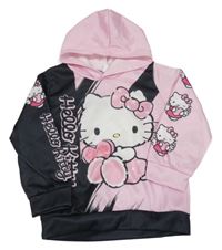 Růžovo-černá mikina s Hello Kitty a kapucí
