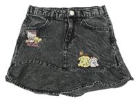 Černá melírovaná riflová sukně s Hello Kitty a přáteli H&M