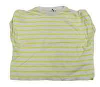 Bílo-zelené pruhované crop tričko Zara
