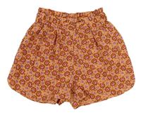 Meruňkovo-oranžové květované lehké kraťasy Primark