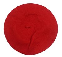 Červený úpletový baret 