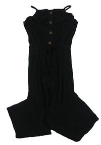 Černý žebrovaný kalhotový overal River Island