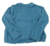 Tyrkysový chlupatý svetr H&M