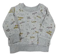 Šedá vzorovaná mikina s nápisy Primark