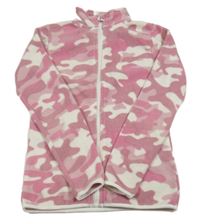 Růžovo-bílá army fleecová propínací mikina Y.F.K.