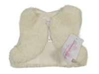 Nové - Smetanové huňaté podšité propínací bolerko 